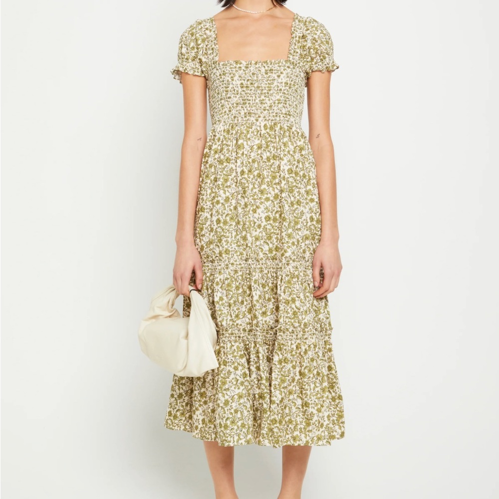 OPT Square Neck Smocked Maxi Dress XS